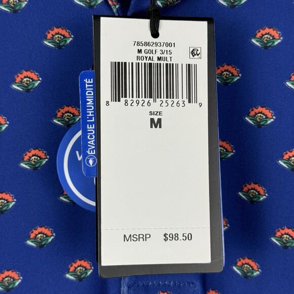 RLX Ralph Lauren Polo Men's Medium Blue Floral Golf Performance Stretch Wicking - Picture 4 of 6